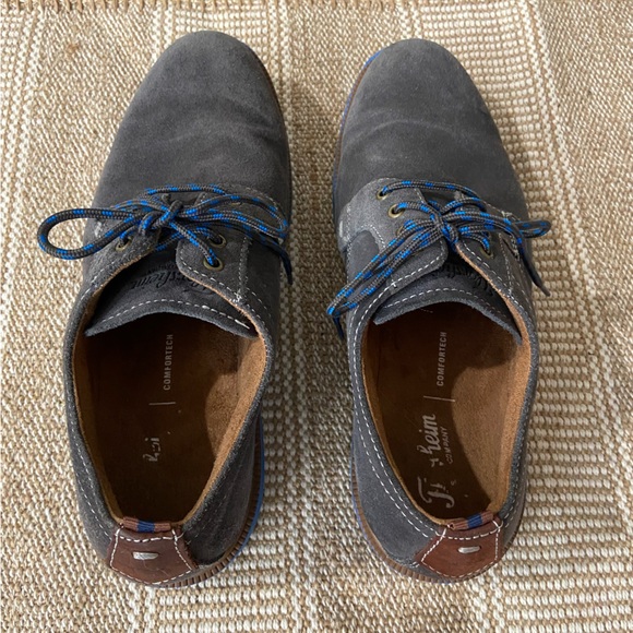 Florsheim Gray Blue Leather Suede Lace Up Plain ToeComfortech Supacush Jr Oxford - Picture 8 of 11